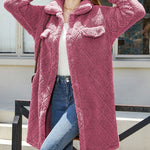 Plush Loose Single-breasted Rhombus Design Coat
