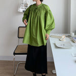 Urban Loose Puff Sleeves Agaric Laces Falbala Solid Color Blouses
