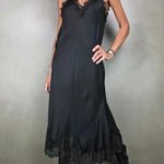 Retro knitted slit two-piece long skirt