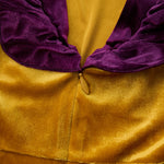 Fashion Party Purple Ruffle Long Sleeve Flared Gold Velvet Jumpsuit