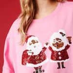 Christmas Santa Sequined Casual Loose Long Sleeve Sweatshirt