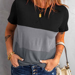 Short Sleeve Color Block Stripes T-shirt