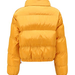 Short Puffer Jacket Stands Up Button Zipper Outerwear