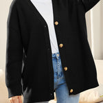 Open Front Oversized Button Lightweight Sweaters V Neck Loose Cardigans Knit Outwear