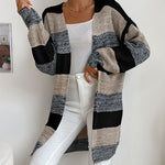 Striped Open-Front Longline Cardigan