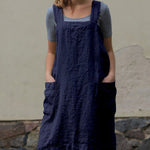 Nadorine Women's Cross Back Apron with Pockets Pinafore Dress