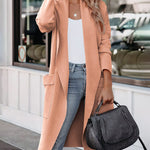 Nadorine Women's Casual Long Sleeve Draped Open Front Knit Pockets Long Cardigan Jackets Sweater