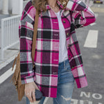 Flannel Shirt Long Sleeve Button Up Ladies Plaid Jackets