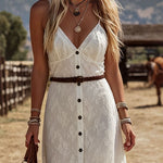 V-neck Lace Sleeveless Maxi Dress