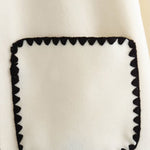 Nadorine Buttoned Crew Neck Loose Color Block Knitted Jacket