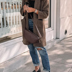 Large pocket loose simple cardigan