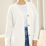 Open Front Oversized Button Lightweight Sweaters V Neck Loose Cardigans Knit Outwear