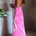 You Get The Picture Floral Cowl Neck Flowy Slit Maxi Dress