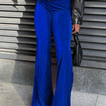 Solid color velvet elastic high waist slim casual bootcut pants for women fashion pants