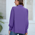 Nadorine V Neck Button Down Shirts Long Sleeve Collared Blouses Tops
