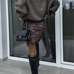 Solid Color Round Neck Ruffled Long Sleeve Knitted Sweater