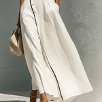 Women's Minimalist Black Trim Short-sleeved Maxi Dress