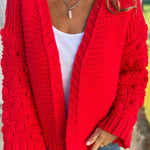 Fashion Knit Solid Color V-neck Long-sleeved Cardigan