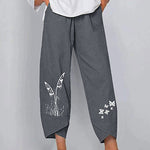 Solid Patchwork Irregular Loose Casual Pants Pocket Elastic Waist Casual Trousers
