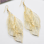 Stylish Silver&Gold Multi-Layer Leaf Hollow Earrings
