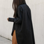 Urban Long Sleeves High-Low Solid Color Lapel Collar Blouses