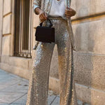 Special Treat Sequin High Rise Wide Leg Party Pants