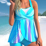 High Waisted Tie Dye Tankini Swimwear Tummy Control with Boyshorts Bathing Suit