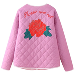 Rose Print Bow Quilted Jacket