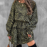 Striped Lantern Sleeve Dress