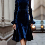 Bodycon Elasticated Waist Solid Color High Neck Midi Dresses