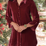 Women's Velvet Button Lapel Shirt