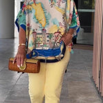 Unique Printed Casual Half Sleeve Loose Top