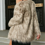 Women's Long Sleeve Fluffy Faux Fur Warm Coat