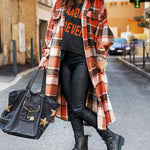 Flannel Wool Blend Plaid Lapel Button Down Shirt Long Sleeve Shacket Jacket with Pockets