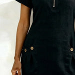 Susan | Cotton Linen Dress with Half-Zip