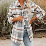 Plaid Button Flannel Wool Shirt Jacket