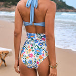 Tie-up One-piece Swimsuit & Skirt Two-piece Set