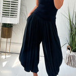 Super Comfy Elastic Waist Pocketed Harem Style Loose Pants