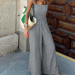 Nadorine Women's Casual Plaid High Waisted Pants Suspender Jumpsuits Overalls