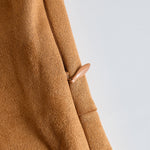 Western Retro Lace-Up Plaid Patchwork Caramel Faux Suede Maxi Dress