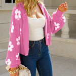 Nadorine Women's Cute Daisy Knit Cardigan Long Sleeve Casual Flower Open Front Sweater Tops