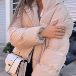 Stand Collar Zipper Windproof Cotton Coat