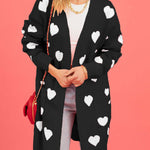 Love knitted cardigan Love pocket V-neck mid-length knitted cardigan