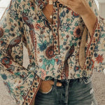 Peacock Loose Shirt Button Long Sleeve Shirt