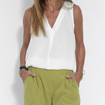 Women's Sleeveless V-Neck Chiffon Blouse Vest