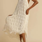 Versatility and Vintage Charm Pleated Drawstring Waist Tiered Maxi Skirt