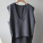 Knitting Irregularity Solid V-Neck Vest