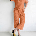 Solid Color Loose Fit Overall Jumpsuit with Pockets