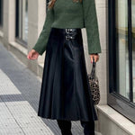 High-neck cropped lazy style knitted sweater