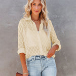 Nadorine Long Sleeve Button Up Shirt Summer Sheer Tulle Top for Women Casual Loose Business Casual 2026 | Under